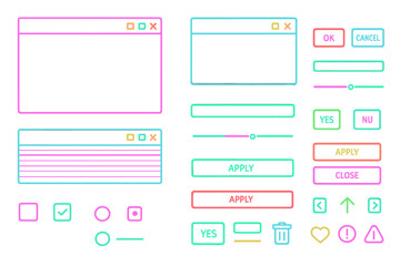 colorful user interface elements designed for web applications and software development in a playful