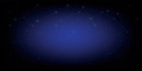 Wall Mural - digital technology futuristic internet network connection dark black background, blue abstract cyber