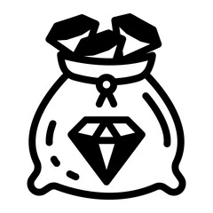 Canvas Print - A line style icon of diamond bag
