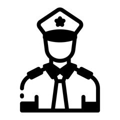 Canvas Print - An outline style icon of alert security guard figure
