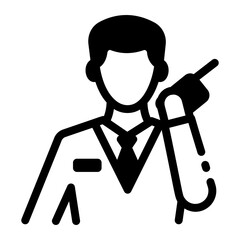 Canvas Print - A line style icon of armed casino guard
