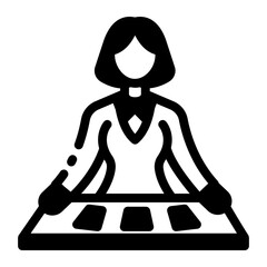 Canvas Print - A line style icon of a poker card dealer
