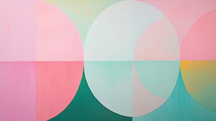 Wall Mural - abstract geometric art with soft pastel colors in circular shapes