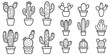 © Abdur Razzak ID: #52 - Collection of Black and White Cactus Silhouettes icons, Different Cactus Plants in Pots Line Art Illustrations
