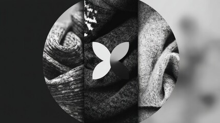 Fototapete - Stylized Logo Featuring Clothing Textures With a Soft Fade-Out Effect That Highlights the Designs Intricate Details