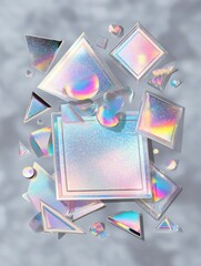 Leinwandbilder - Innovative Transparent Holographic Sticker Mockups Showcase Stunning Designs in Vibrant Sky Zone Light Setting