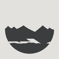 Wall Mural - serene mountain lake and peaks graphic art scenic silhouette