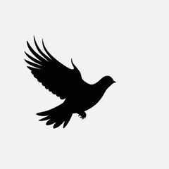 Wall Mural - black bird silhouette flying wings freedom peace dove spirit animal avian art design graphic illustr