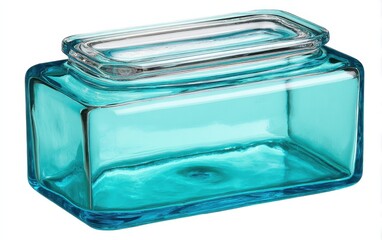 Poster - Turquoise Glass Jar With Lid, Representing Minimalist Design and Sustainable Storage Solutions For The Modern Kitchen, Product Mockup : Generative AI