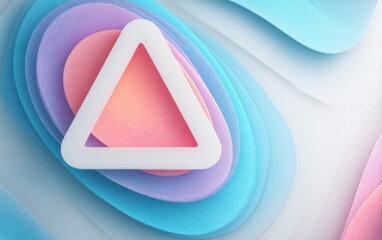 Poster - Pastel Colored Geometric Shapes With Triangle, Representing Modern Technology and Creative Innovation in Graphic Design and Marketing Materials : Generative AI