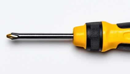 Aufkleber - Close-Up of a Yellow and Black Screwdriver on White Background, Symbolizing Precision and Home Improvement Projects : Generative AI