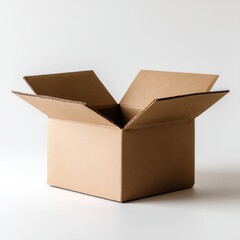 Aufkleber - Open Cardboard Box on White Background, Representing Delivery Service and E-Commerce Solutions, Ready For Shipping and Moving : Generative AI