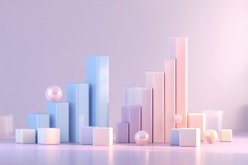 Aufkleber - Pastel Geometric Shapes Arranged as a Rising Bar Graph, Representing Growth and Financial Performance, Ideal for Business Presentation Materials : Generative AI