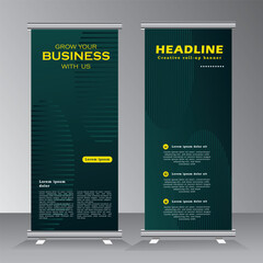 Wall Mural - abstract background roll up banner desing, roll up banner template with abstract background, dark bl