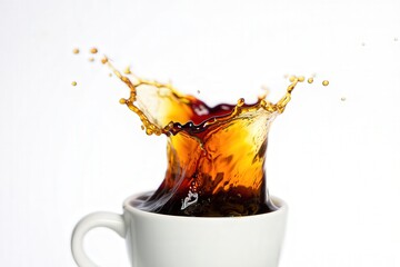Fototapete - A cup of coffee overflowing with bubbles.