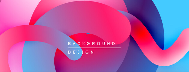 Aufkleber - Abstract fluid shapes blend vibrant pinks, blues, purples. Dynamic composition creates modern background design. Smooth gradients dominate image.