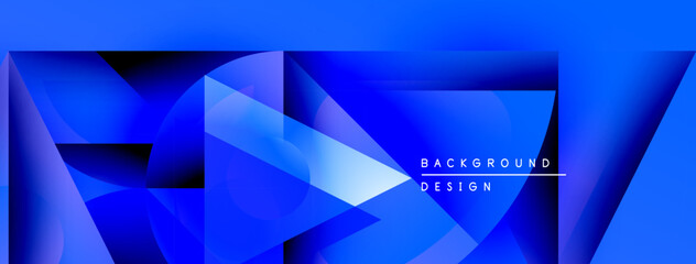 Leinwandbilder - Abstract blue geometric shapes create dynamic background. Gradient colors, sharp angles, modern design elements present.