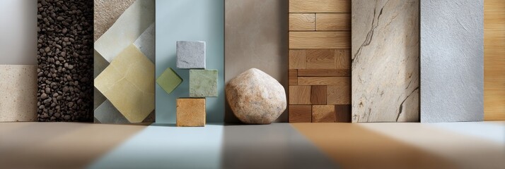 Leinwandbilder - Template for Online Building Materials Shop Banner Showcasing Diverse Sample Tiles and Textures