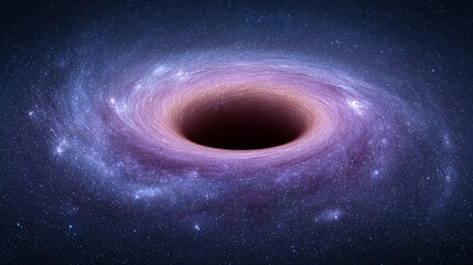 Wall Mural - A massive black hole surrounded by swirling stars and cosmic dust in deep outer space.