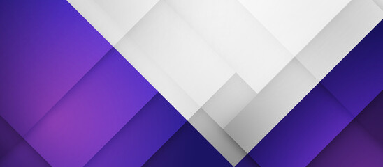 Wall Mural - White and purple modern abstract wide banner with geometric shapes