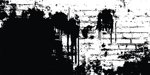 Poster - Black and white Old grungy brick wall texture background. Vector black and white brick wall grange texture. Texture of a brick wall with cracks and scratches which can be used as a background