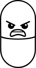 Aufkleber - Black and white angry emoji face with bold outlines, simple cartoon drawing. Vector illustration