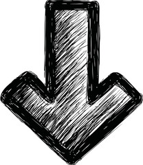 Leinwandbilder - Hand-drawn black sketch of a downward pointing arrow. Vector illustration