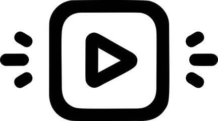 Poster - Play button icon with bold edges and decorative lines for media concept. Vector illustration