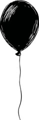 Poster - Black and white illustration of a balloon with string, isolated sketch drawing. Vector illustration