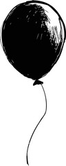 Poster - Black and white sketch of a single balloon with string. Vector illustration