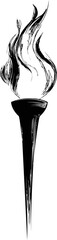 Poster - Black and white illustration of an olympic torch with stylized flames. Vector illustration