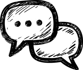 Poster - Hand-drawn black and white speech bubbles with dots sketch illustration. Vector illustration
