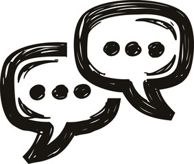 Poster - Black and white sketch of overlapping chat bubbles symbolizing conversation. Vector illustration