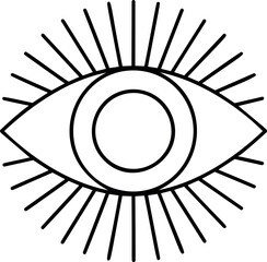 Poster - Outline of an abstract eye with radiating lines in black. Vector illustration