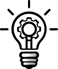 Poster - Light bulb with gear icon representing innovation and creativity. Vector illustration