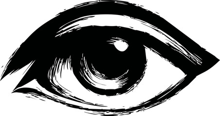 Aufkleber - Abstract black and white sketch of a human eye with expressive brushstrokes. Vector illustration
