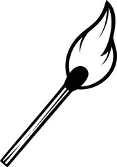 Poster - Black and white matchstick illustration in minimalist style, line art design. Vector illustration