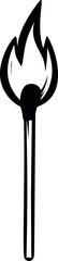 Poster - Black and white illustration of a burning match with simple line art. Vector illustration