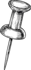 Poster - Detailed black and white illustration of a pushpin. Vector illustration