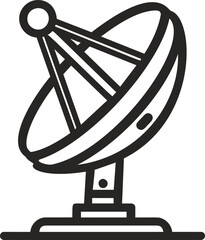 Poster - Black and white line drawing of a satellite dish in minimal style, icon design. Vector illustration