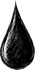 Poster - Black ink drop with textured lines, artistic concept sketch. Vector illustration