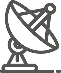 Poster - Gray satellite dish line icon for signal and communication concept. Vector illustration