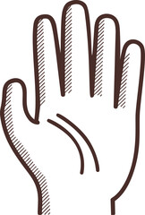 Poster - Illustration of an open hand with sketch lines in brown outline art style. Vector illustration