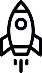 Aufkleber - Black and white rocket icon with simple geometric design, minimalistic concept. Vector illustration