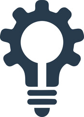 Poster - Light bulb and gear icon symbolizing innovation and idea generation. Vector illustration
