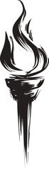 Poster - Stylized black flame torch in brush stroke style,. Vector illustration