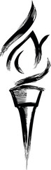 Aufkleber - Abstract black and white brushstroke flaming torch illustration. Vector illustration