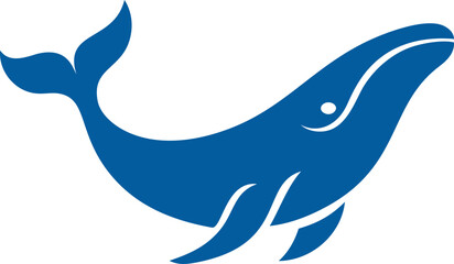 Poster - Blue silhouette of a whale with a smooth design. Vector illustration