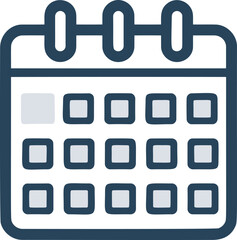 Poster - Minimalist calendar icon with grid design in dark blue and white. Vector illustration