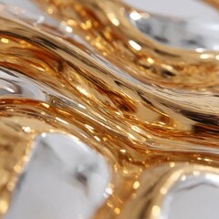 Aufkleber - Golden Abstract: Luxurious waves of fluid gold and silver reflecting light in a mesmerizing, organic form.